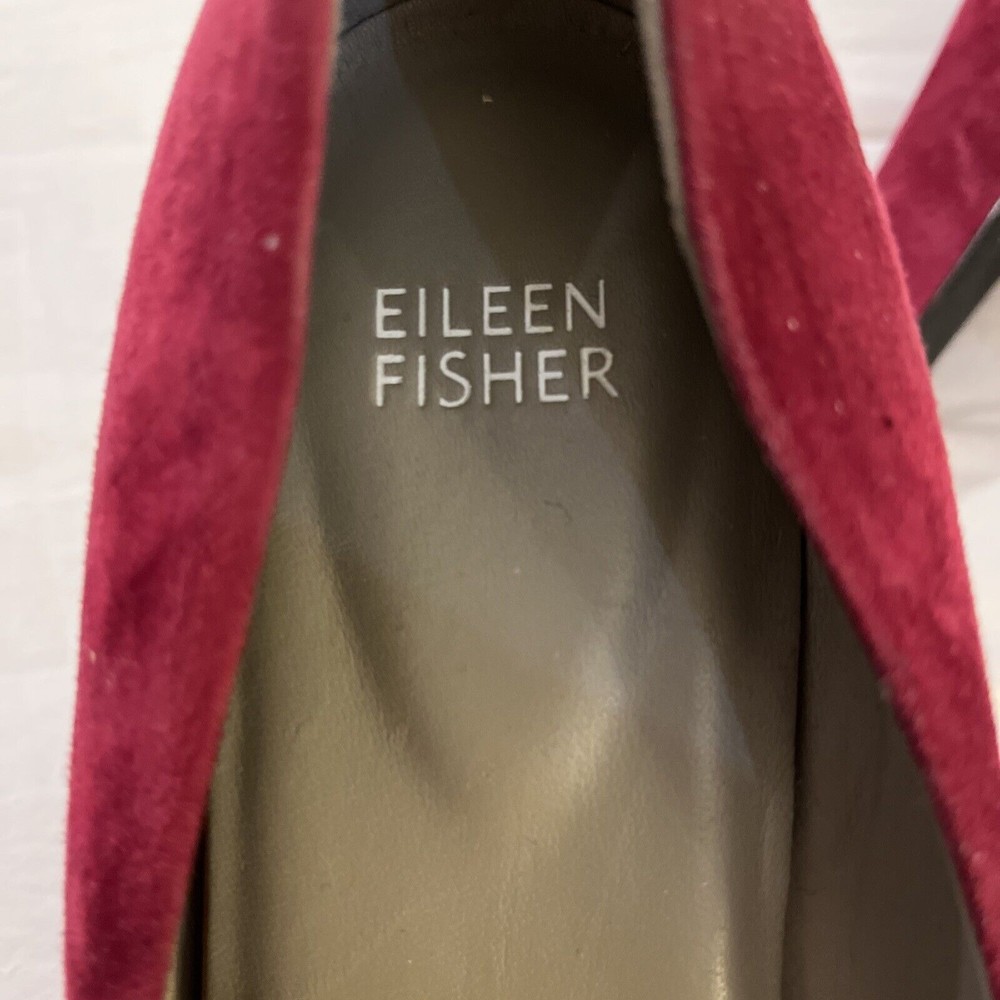 Sz 9.5 Women Eileen Fisher Leather Suede Pumps Shoes burgundy red - Picture 4 of 6